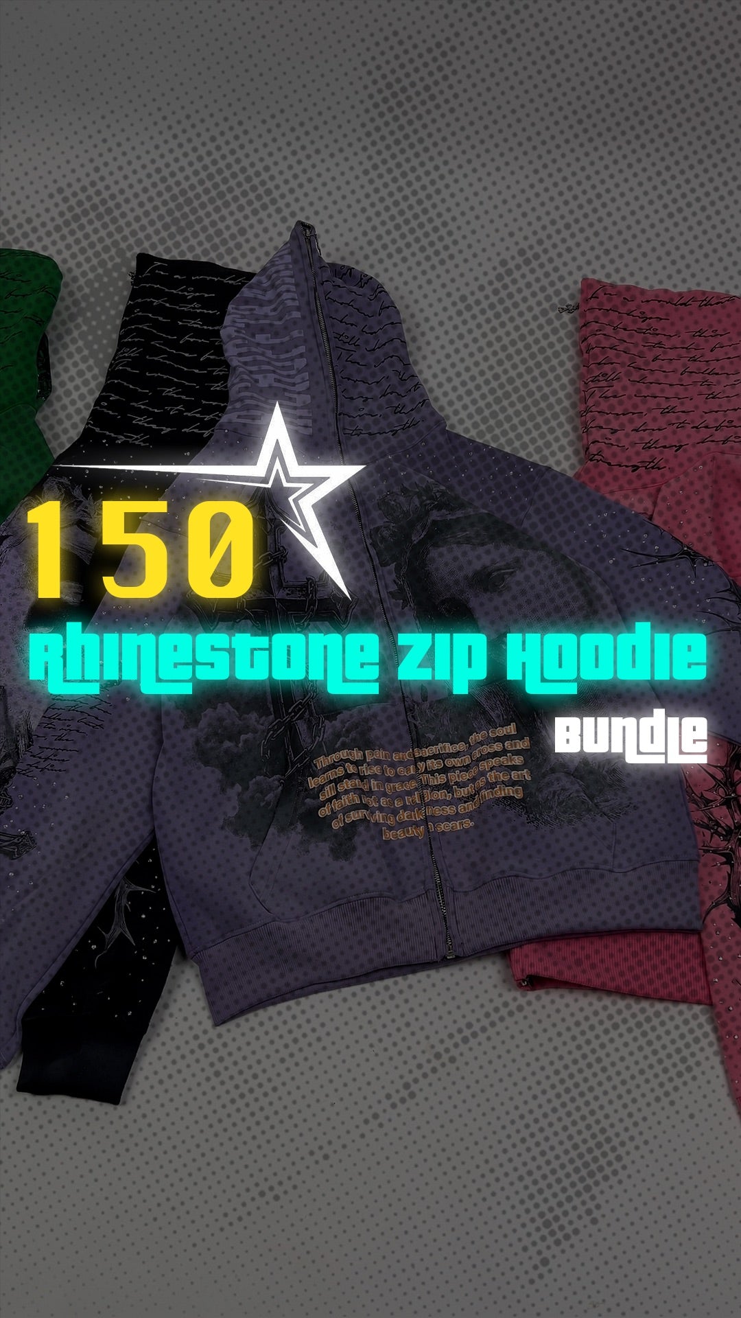 Rhinestone Zip Hoodie Bundle