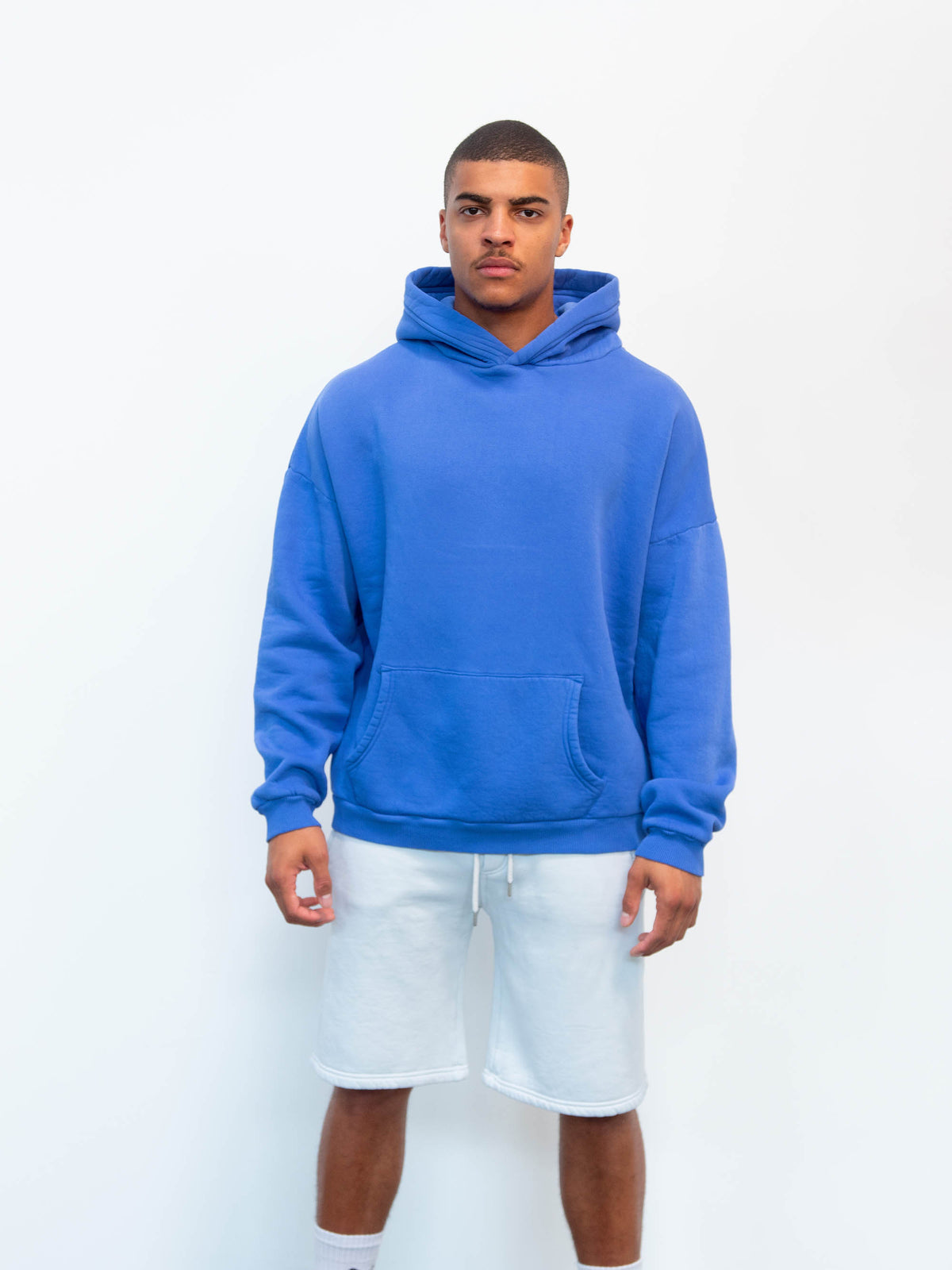 BLANK HOODIE WASHED COBALT BLUE