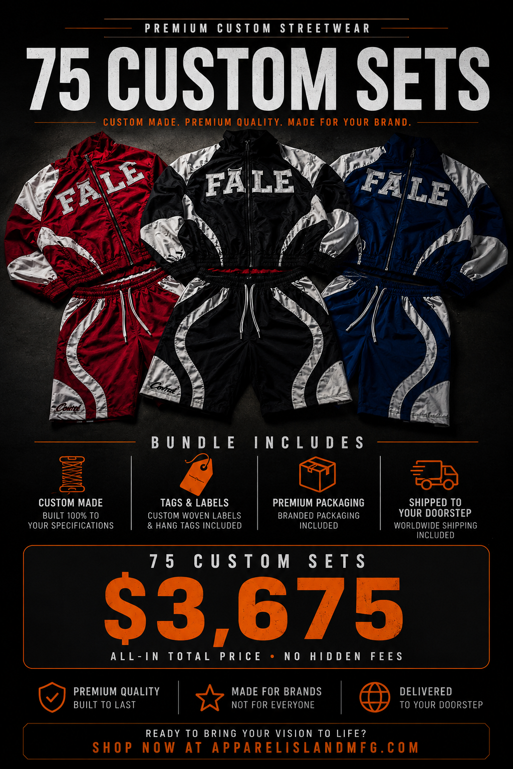 75 Custom Windbreaker Sets Bundle — Fully Custom Made